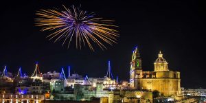 Fireworks over Malta at night is one of the things you'll see when you celebrate Easter in Maltese Tradition