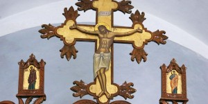 A cross with a jesus on it is shown.