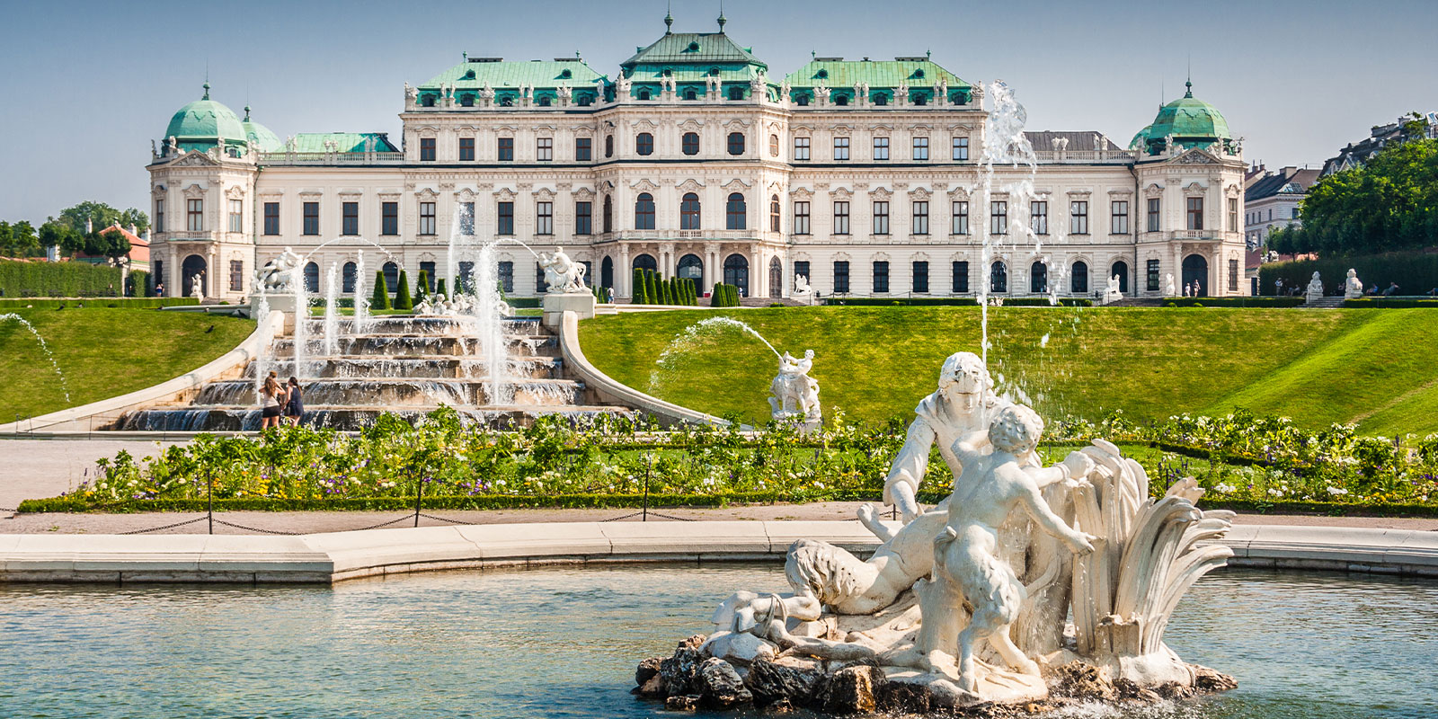 Beautiful view of famous Schloss Belvedere, built as a summer residence for Prince Eugene of Savoy in Vienna Austria