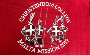 Christendom College Mission Tshirt design from 2019 Malta Mission with MEDSEAS Tours