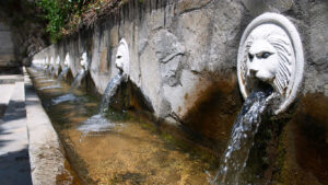 Water fountain of lions in Crete