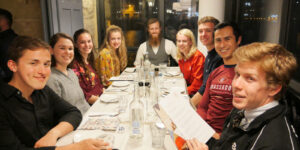 Students about to enjoy another delicious dinner on their MedSeas Malta trip