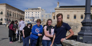 Students pause to rest and enjoy the scenic views.