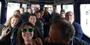 Students in Malta on a bus during MedSeas trip