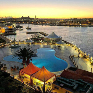 Excelisor-sunset-2 Beautiful swimming pool at sunset at the Excelisor hotel in Malta.