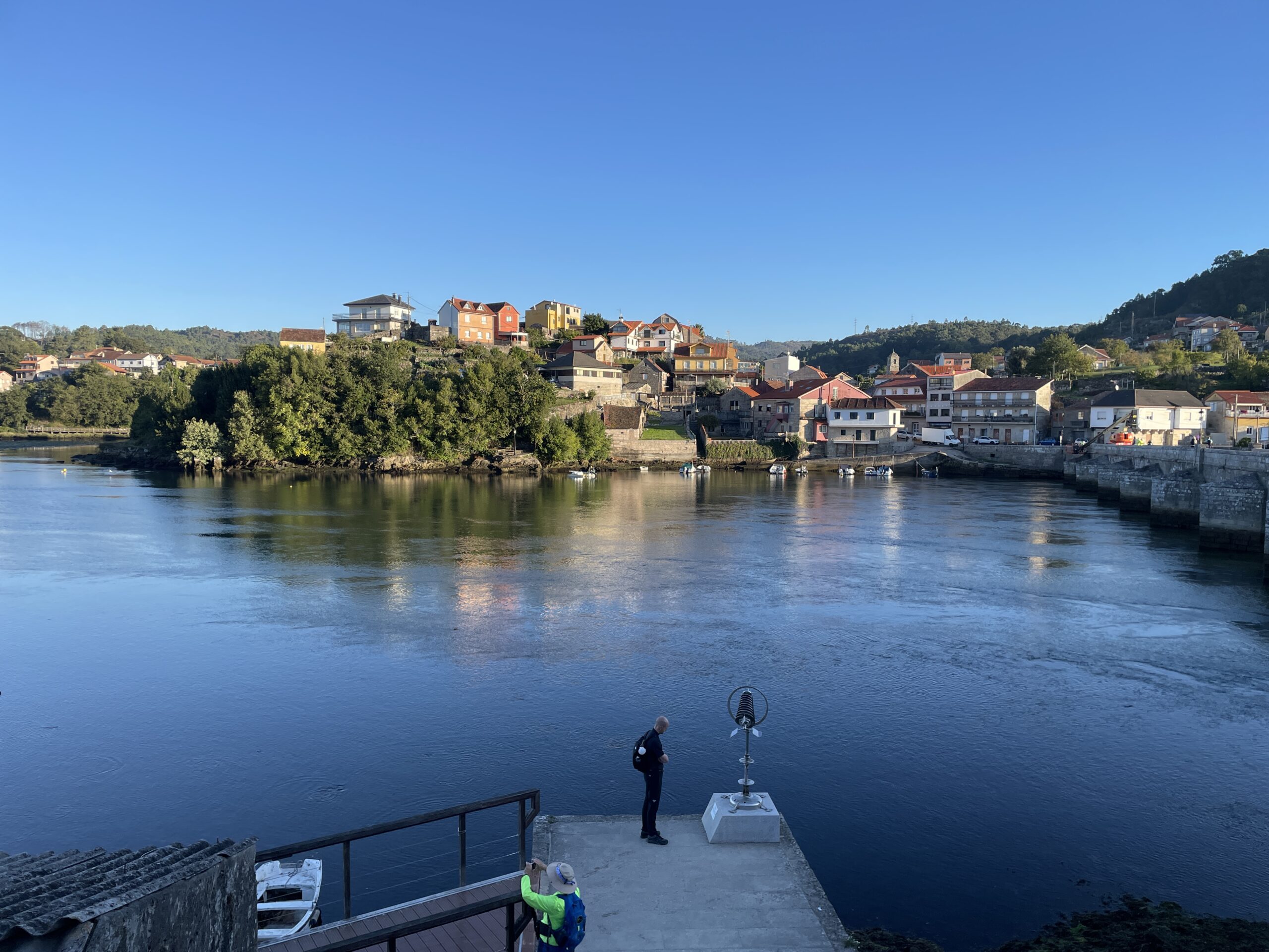 Enjoying the water and charming village along Portuguese Camino trip with some of our MEDSEAS group