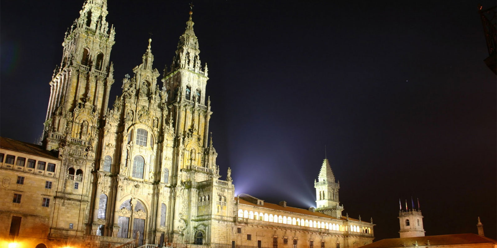 Image of St James during the nighttime on the Camino Portuguese as part of the MEDSEAS tour.