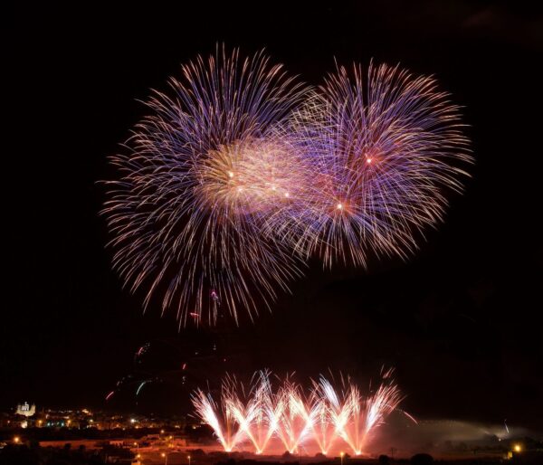 Fireworks explode over Malta during their Victory Day